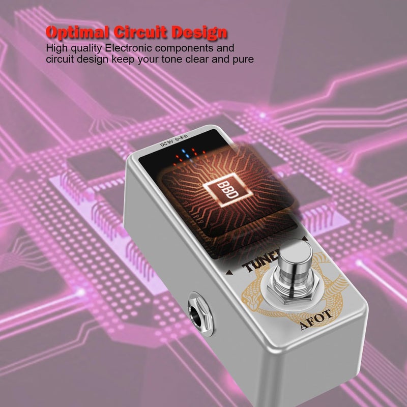 AFOT Tuner Pedal,Chromatic Guitar Tuner Pedal Fast and Accuate Tuner for High Precision ± 1 Cent with Pitch Indicator for Electric Guitar and Bass True Bypass - Image 5